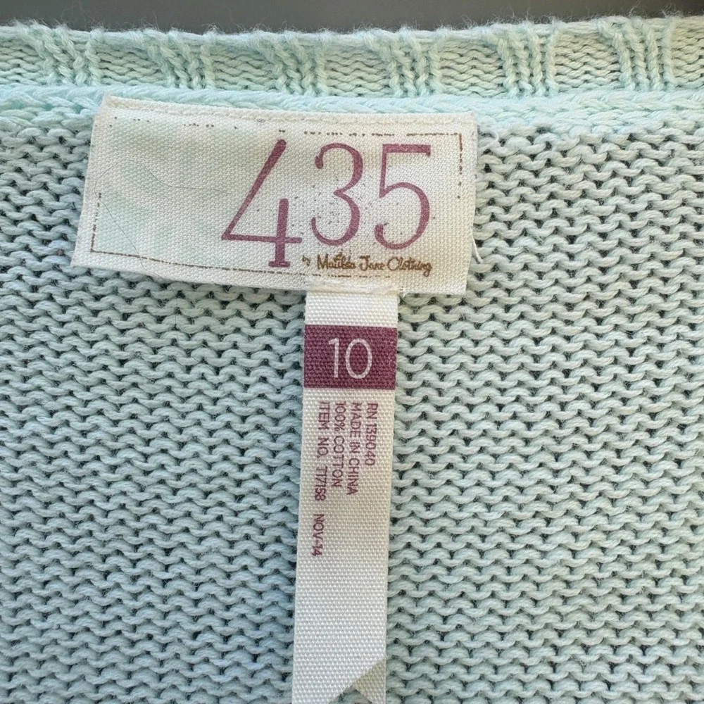 Matilda Jane Girls 10 Cardigan Mint Green Pointelle Knit Pastel Layering